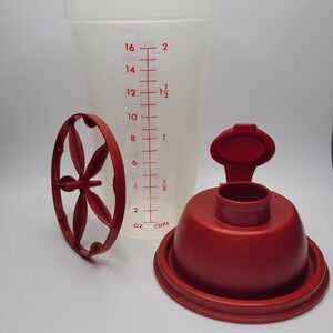 Tupperware Quick Shake Bottle 16oz Red Lid 844/845 Blender Insert 846